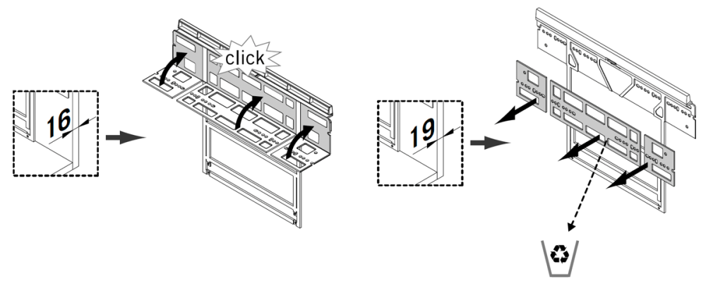Spessore del telaio del mobile di 16 o 19 mm.