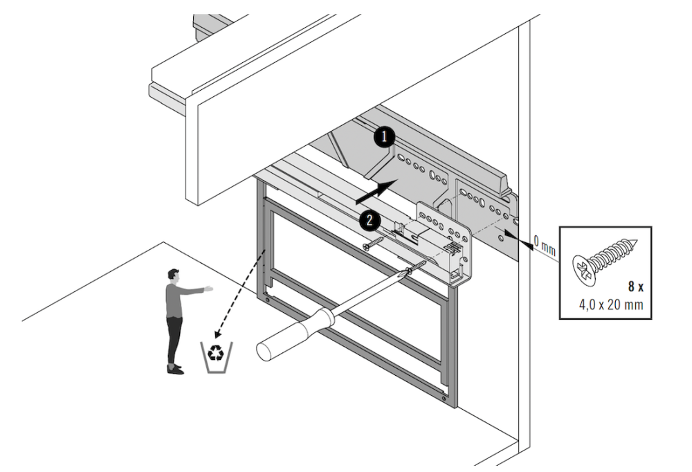 Montare i lati del telaio all'interno del mobile.