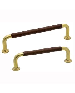 Maniglia 1353 - Ottone Non Patinata / Pelle Marrone - Beslag Design