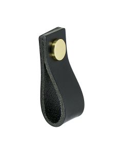 Pomello Loop - Pelle nera / Ottone -  Beslag Design