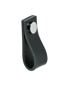 Pomello Loop - Pelle nera / Cromo lucidato - Beslag Design