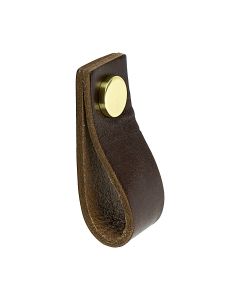 Pomello Loop - Pelle marrone / Ottone - Beslag Design