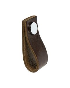 Pomello Loop - Pelle marrone / Cromo lucidato - Beslag Design