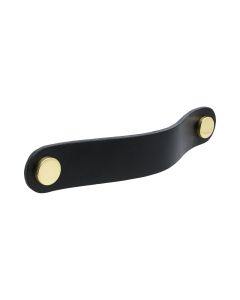 Maniglia Loop Round - pelle nera / Ottone lucidato - Beslag Design