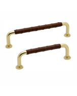 Maniglia per armadietti 1353 - Ottone lucidato / Pelle marrone - Beslag Design