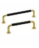 Maniglia 1353 - Ottone non Patinata/ Pelle Nero - Beslag Design
