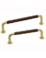 Maniglia 1353 - Ottone Non Patinata / Pelle Marrone - Beslag Design