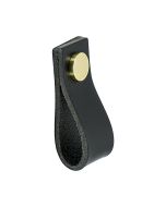 Pomello Loop - Pelle nera / Ottone -  Beslag Design