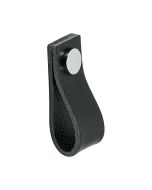 Pomello Loop - Pelle nera / Cromo lucidato - Beslag Design