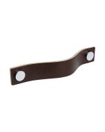 Maniglia per armadietti Loop - Pelle marrone / Cromo - Beslag Design