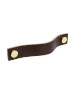 Maniglia per armadietti Loop - Pelle marrone / Ottone - Beslag Design