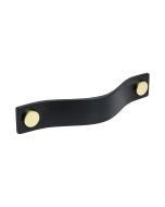 Maniglia per armadietti Loop - Pelle nera / Ottone - Beslag Design