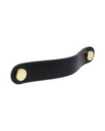 Maniglia Loop Round - pelle nera / Ottone lucidato - Beslag Design