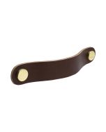 Maniglia Loop Round - pelle marrone / Ottone lucido - Beslag Design
