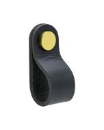 Pomello Loop Round - pelle nera / Ottone lucidato - Beslag Design