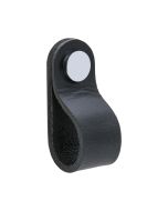 Pomello Loop Round - pelle nera / Cromo lucidato - Beslag Design