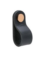 Pomello Loop Round - pelle nera / Rame lucidato - Beslag Design