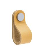 Pomello Loop Round - pelle naturale / Cromo lucido - Beslag Design