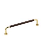 Lounge Maniglia - Ottone lucidato / Pelle marrone - 160 mm - Furnipart